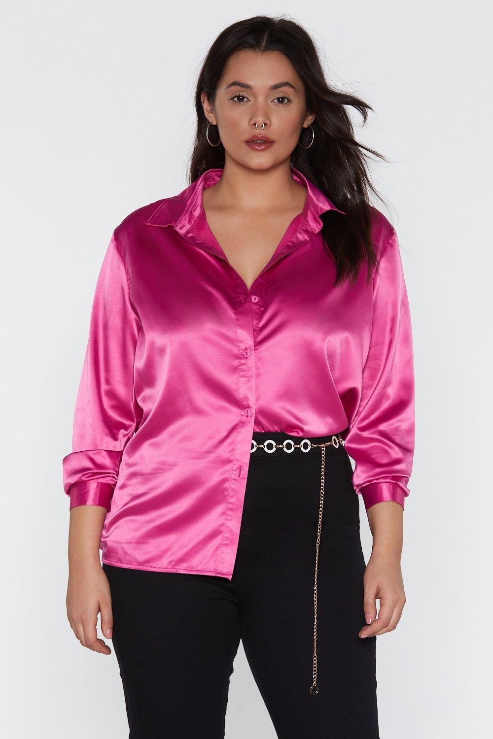 pink satin shirt dress