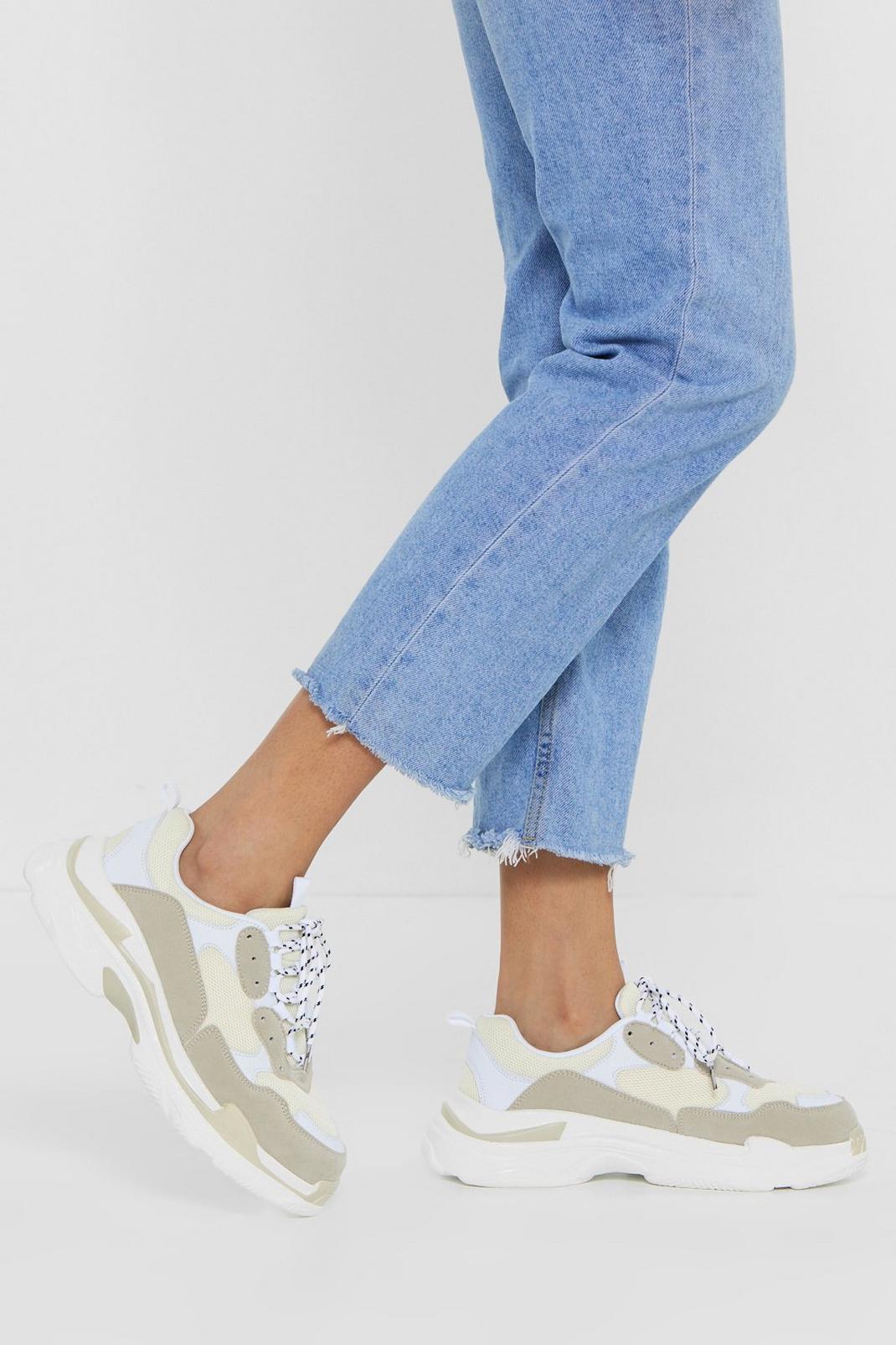 Lace-Up Closure and Faux Suede Chunky Sneakers image number 1