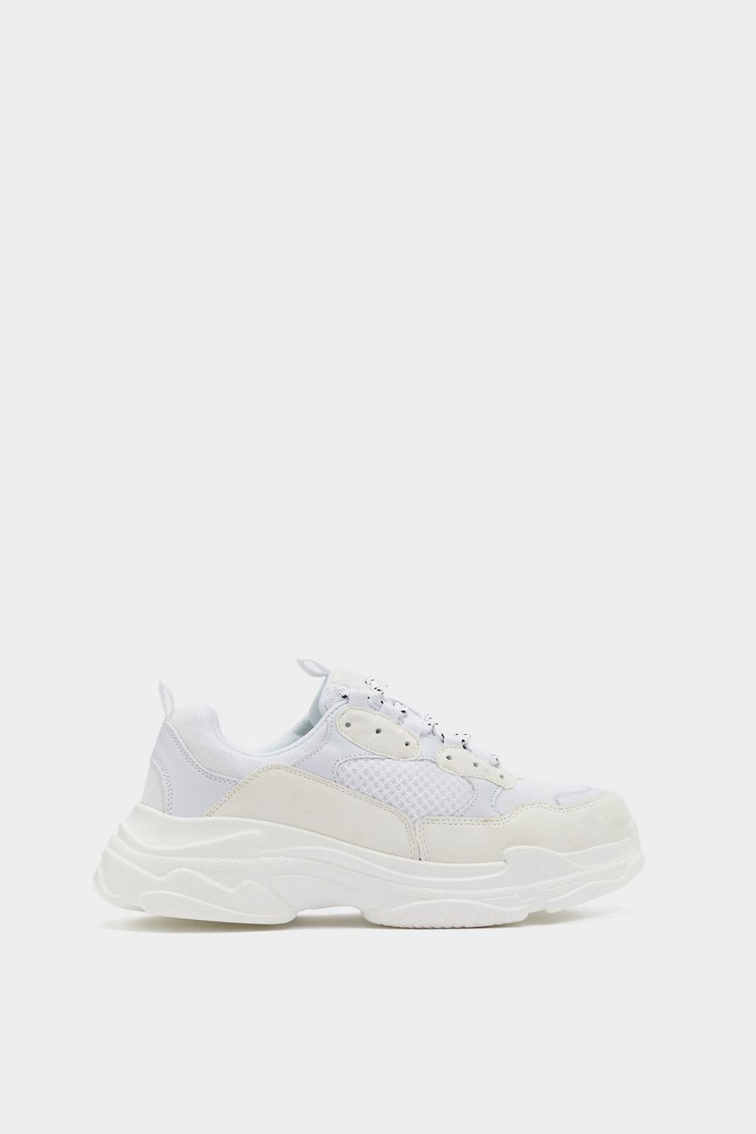 White Lace Up Chunky Mesh Sneakers image number 1