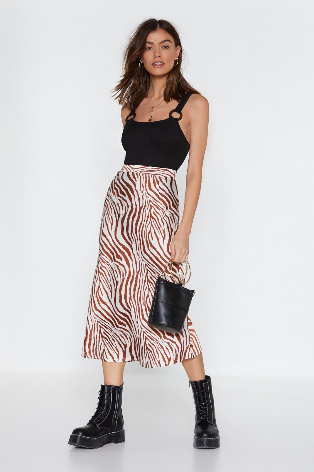 Have You Herd Zebra Satin Skirt image number 1
