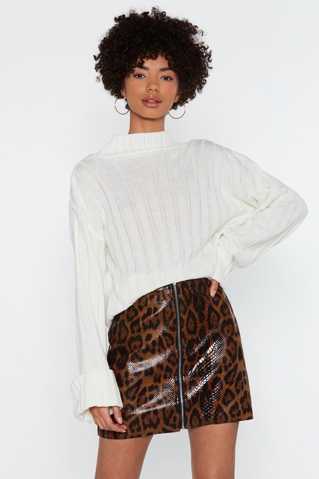 Road Zip Leopard Mini Skirt image number 1