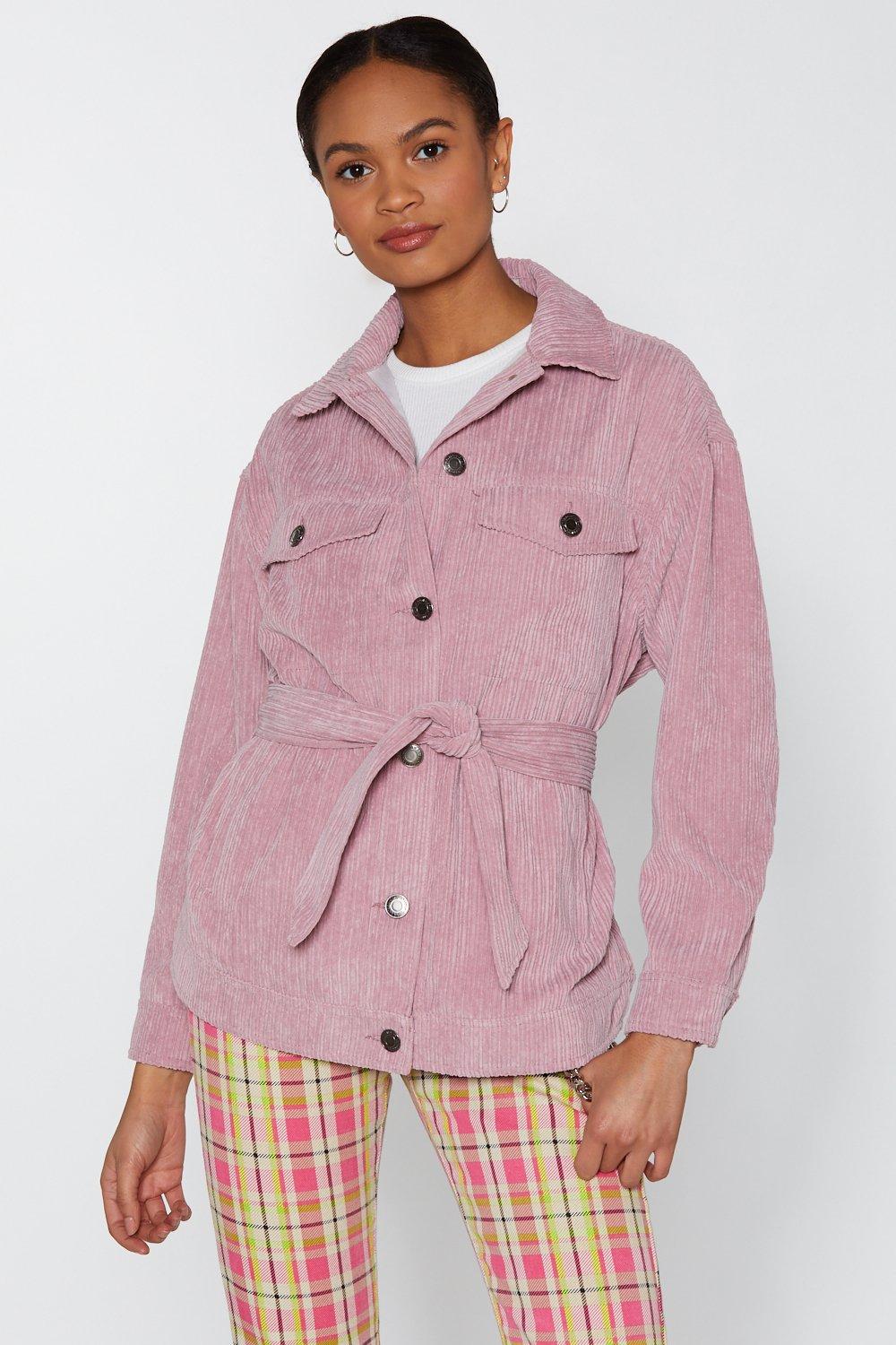 Corduroy belted jacket sale