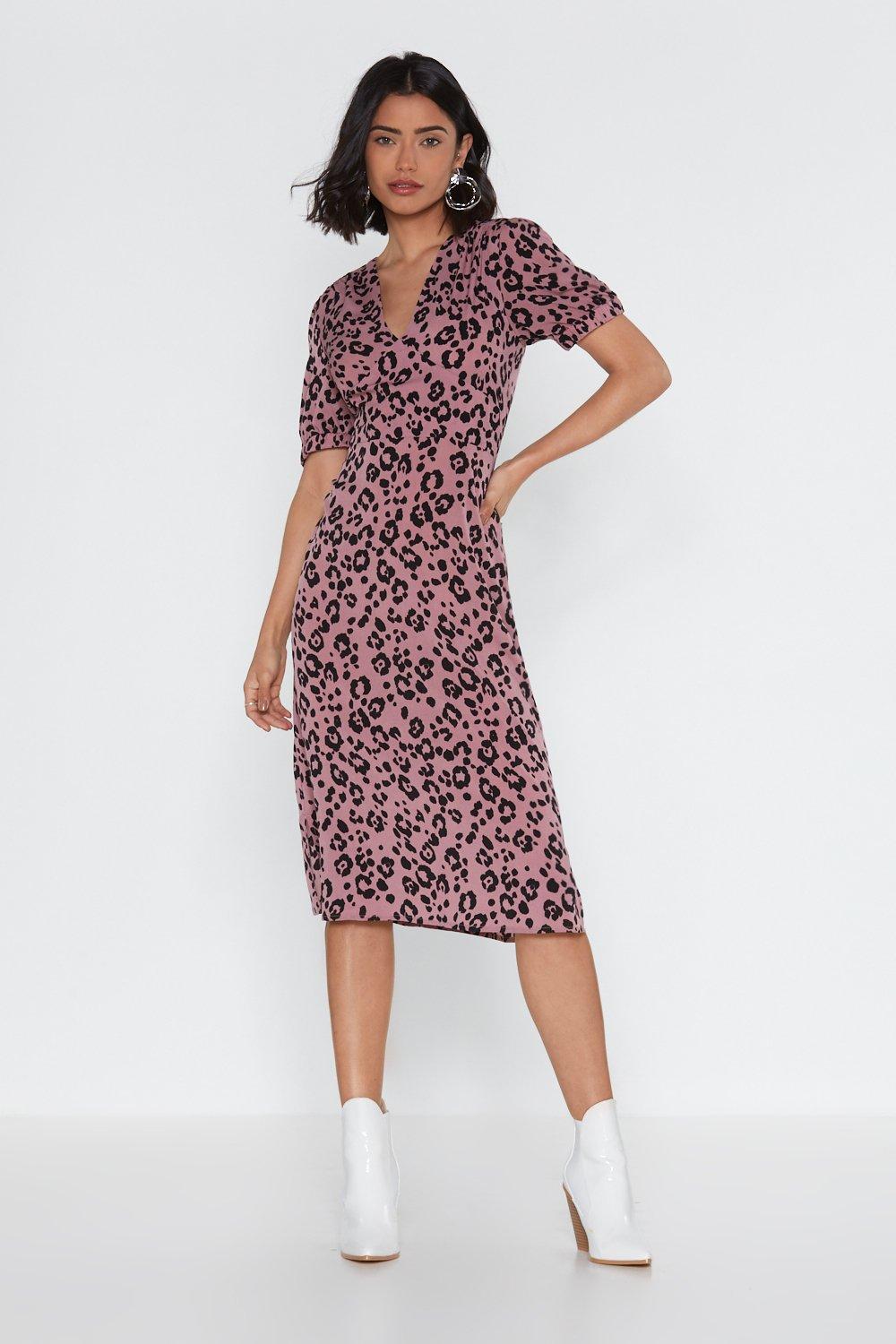 v neck animal print dress