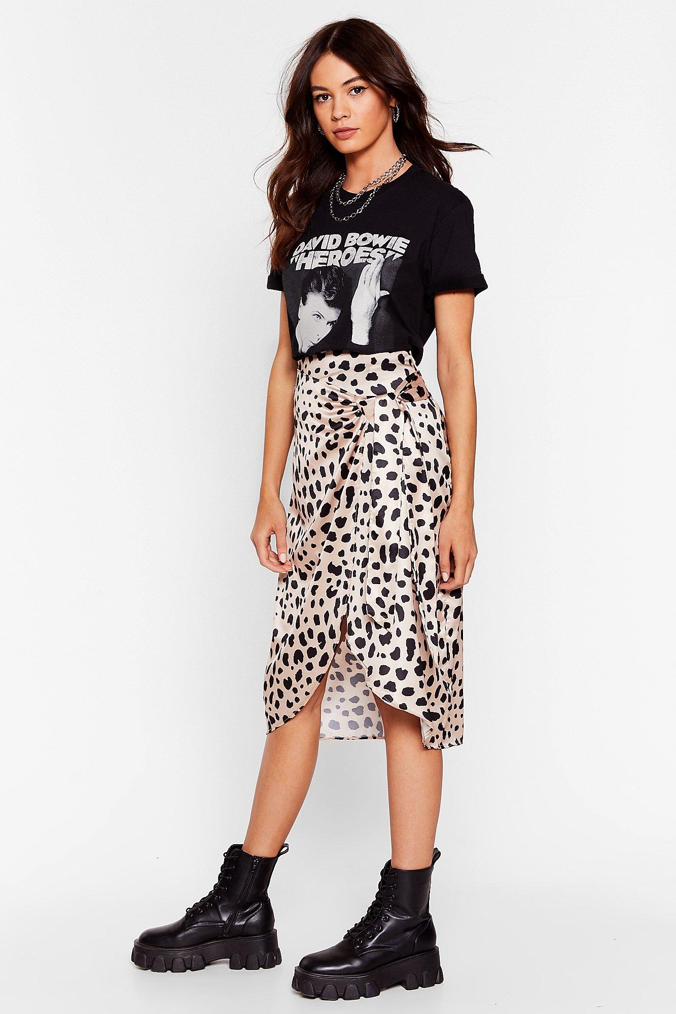 Dalmatian Print Tie Waist Wrap Skirt