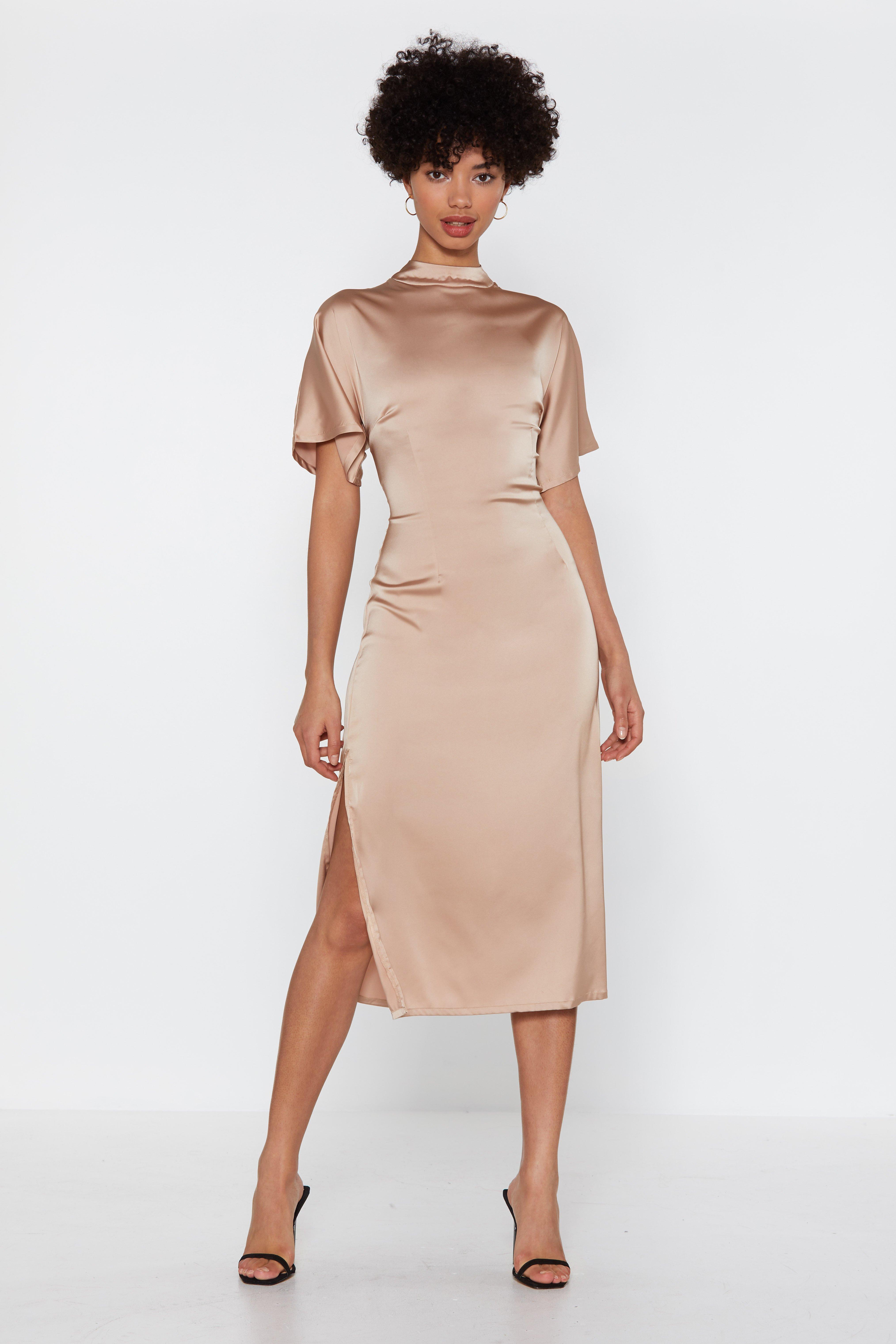 satin dress midi