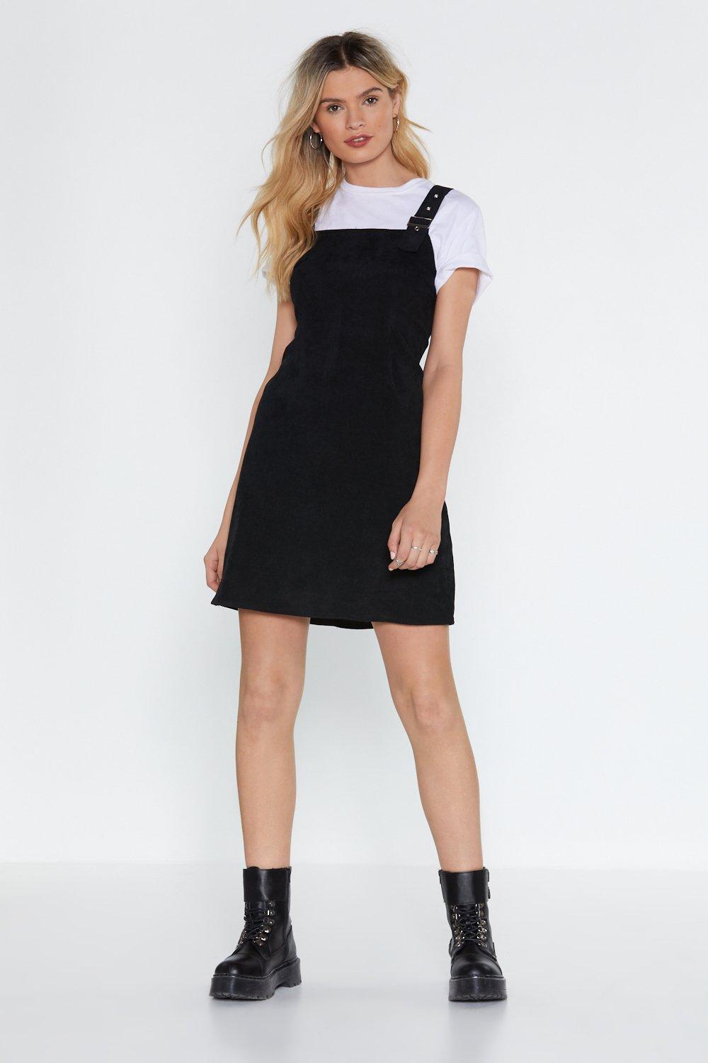 cord pinafore dress