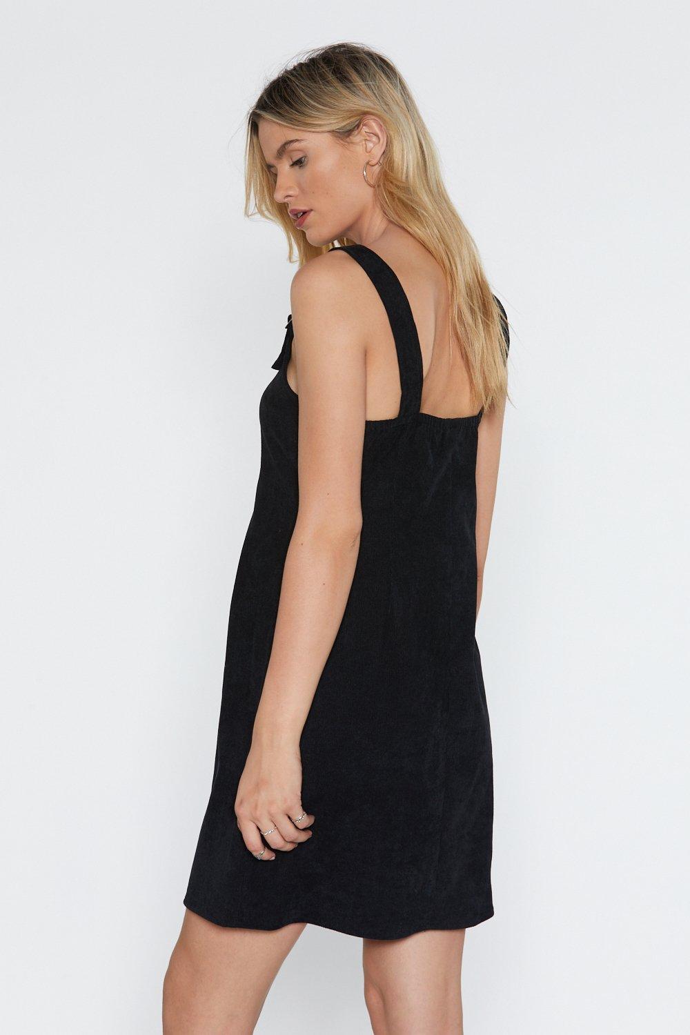 Cord pinafore best sale dress black