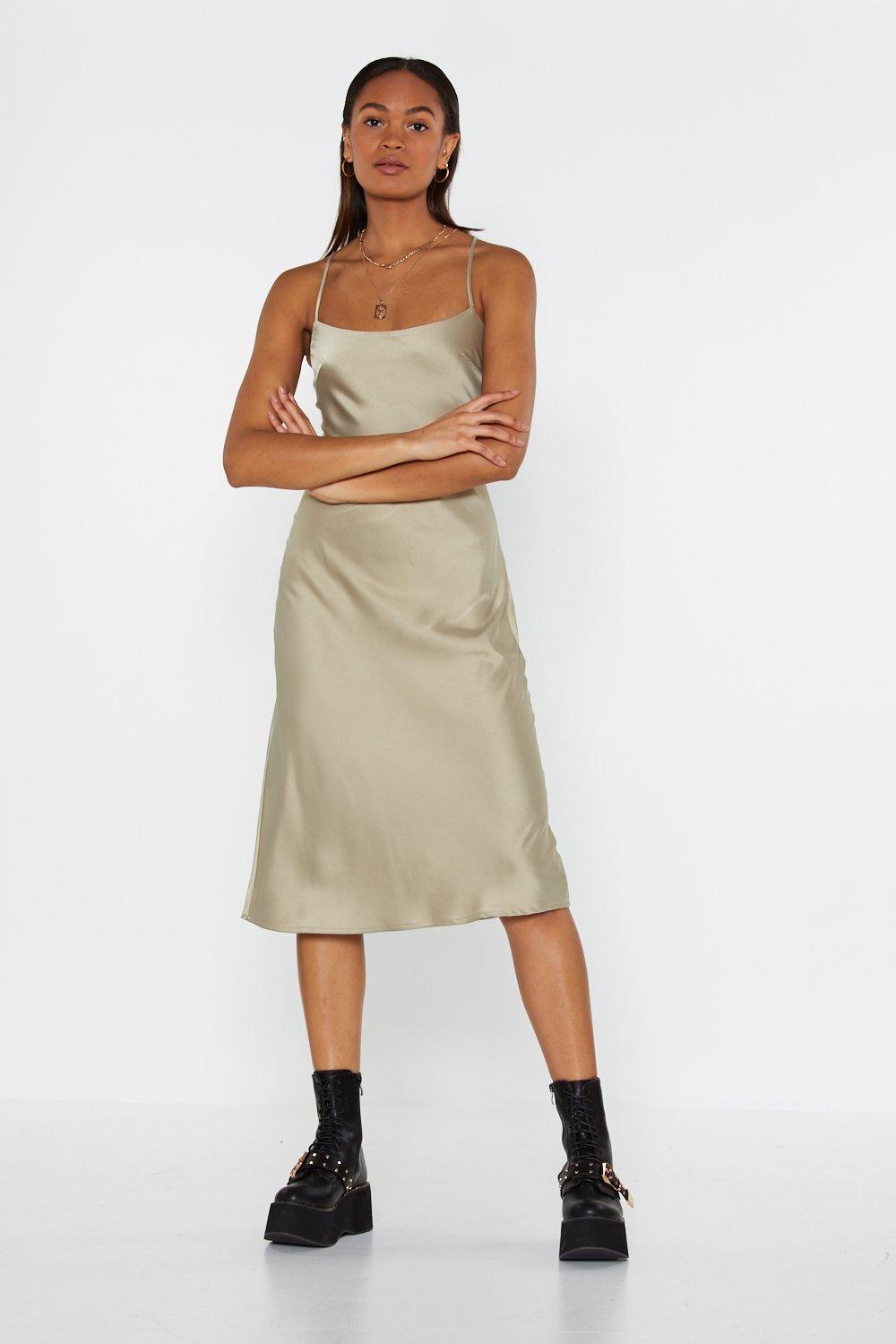 satin midi cami dress