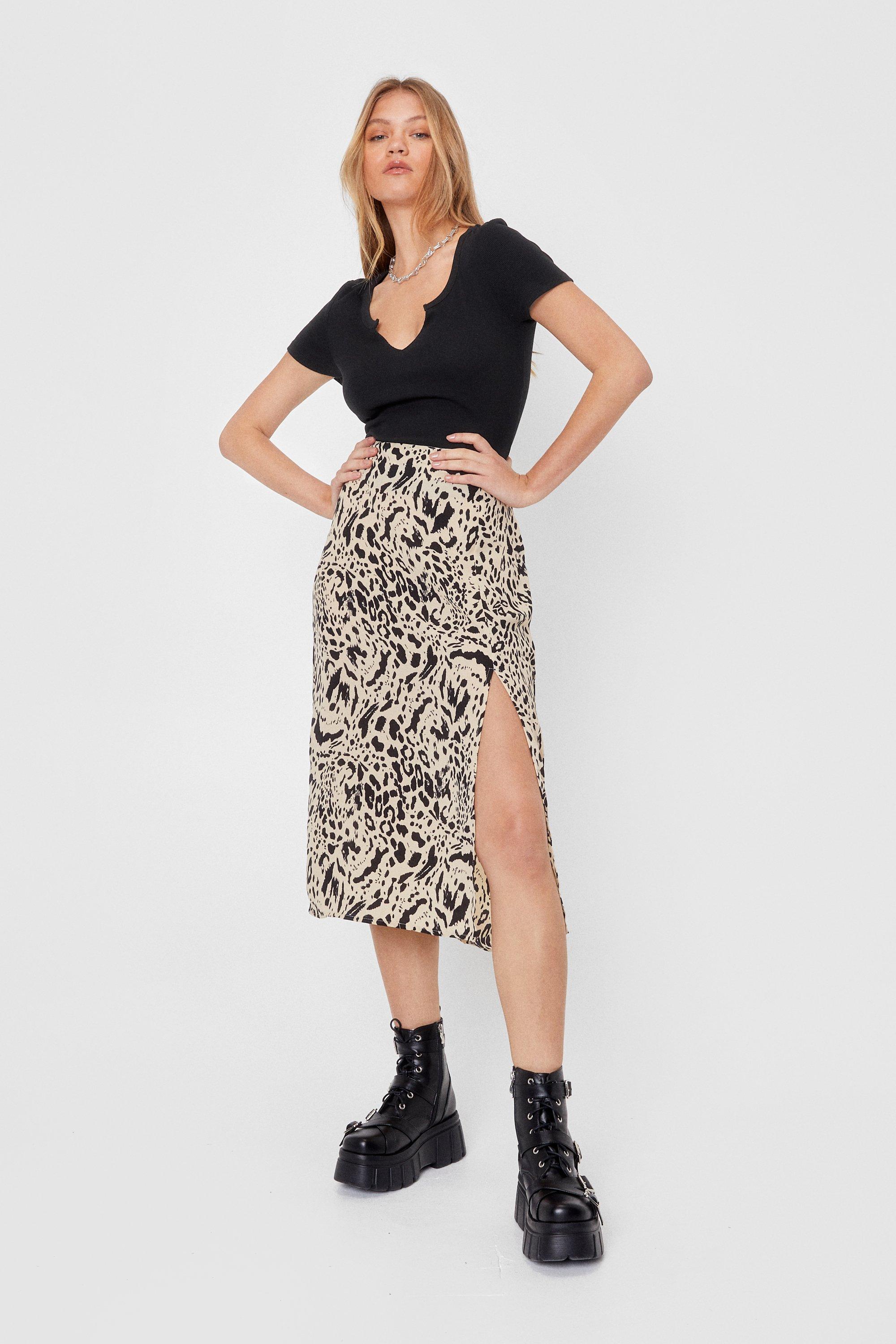 animal print skirt with slit