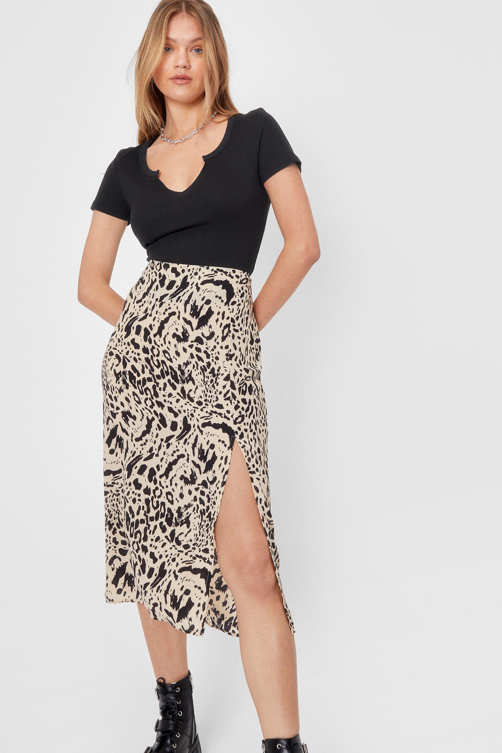 Designer leopard print outlet midi skirt