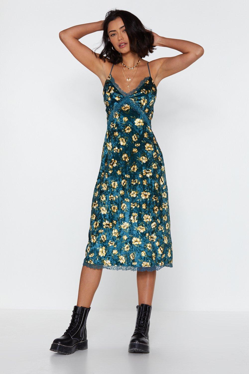 midi slip dress floral