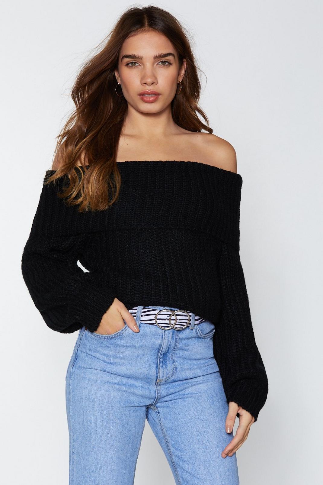 Call Their Bluff Off-the-Shoulder Sweater image number 1