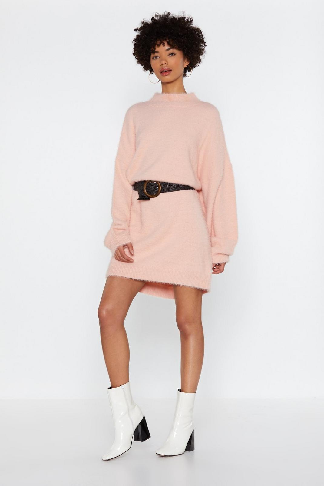 Apricot Soft Knit Oversized Sweater Dress image number 1
