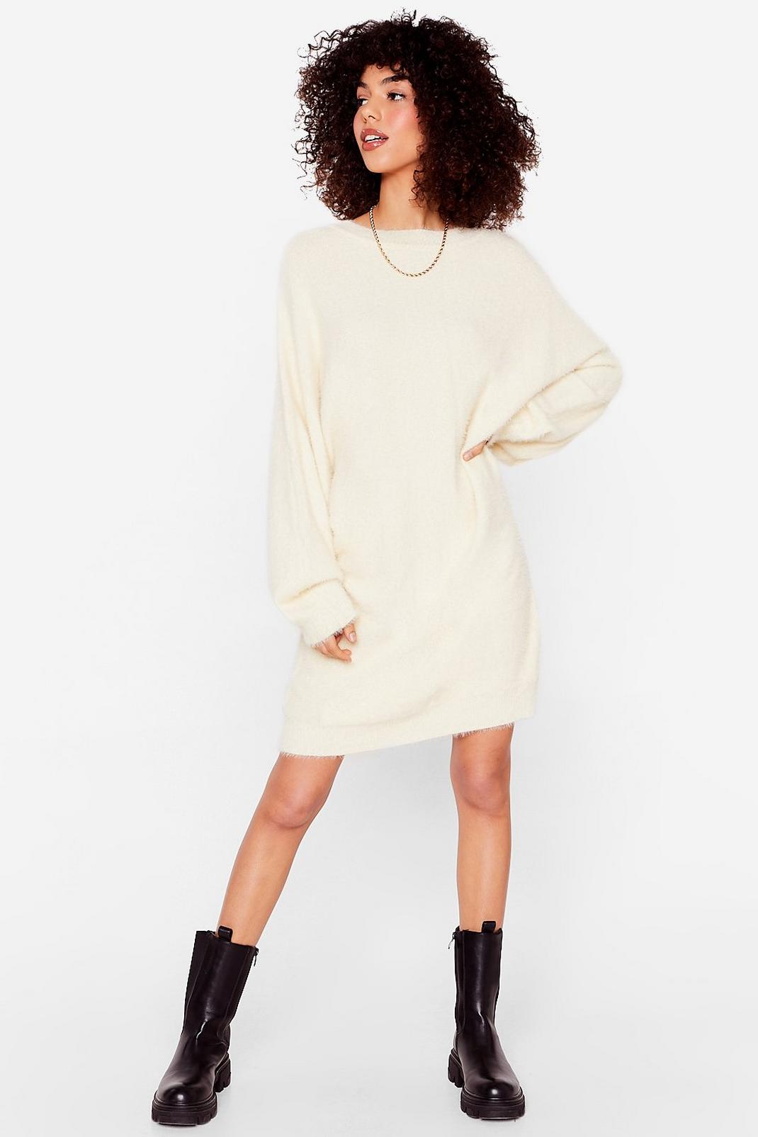 Cream Lose Touch Oversized Jumper Dress image number 1