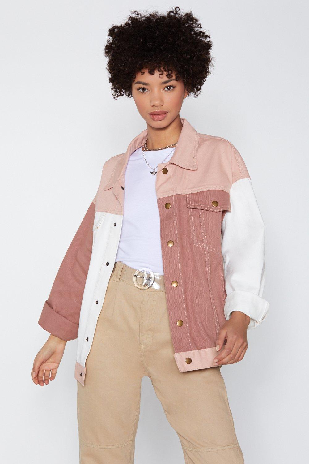 Nude colour hotsell block denim jacket