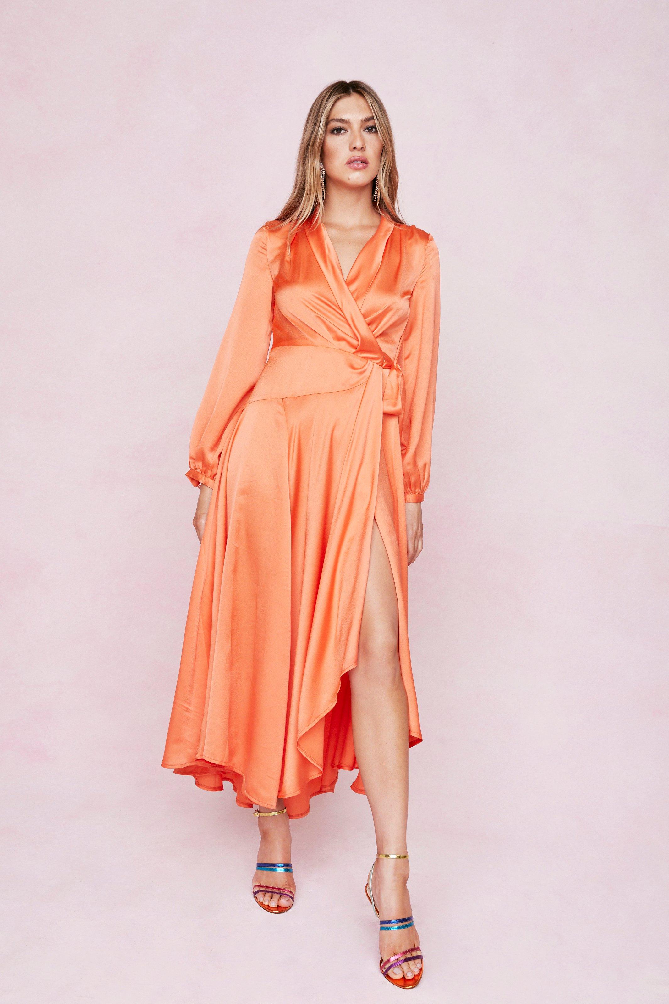 Nasty gal clearance satin wrap dress