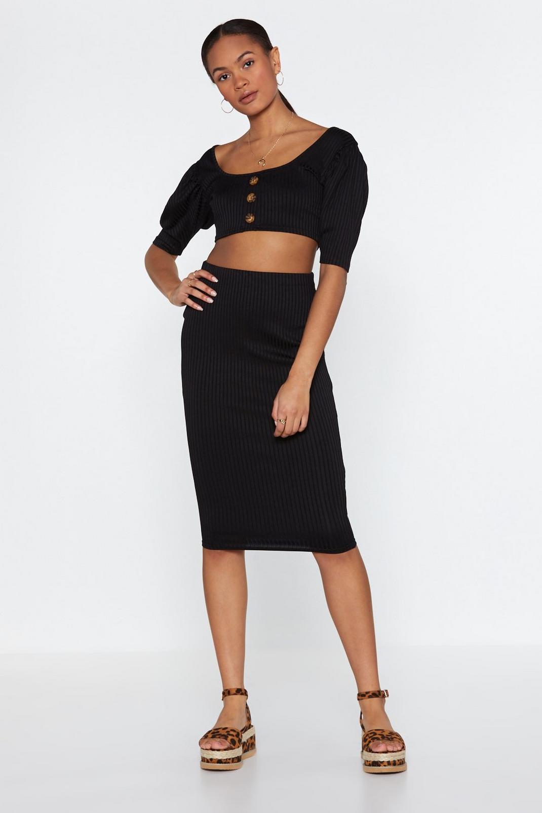 You and I Ribbed Crop Top and Skirt Set image number 1