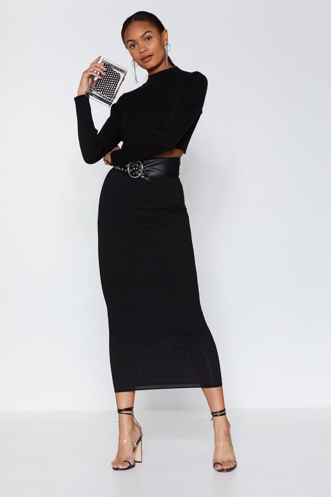 To the Maxi Ribbed Skirt, Black image number 1