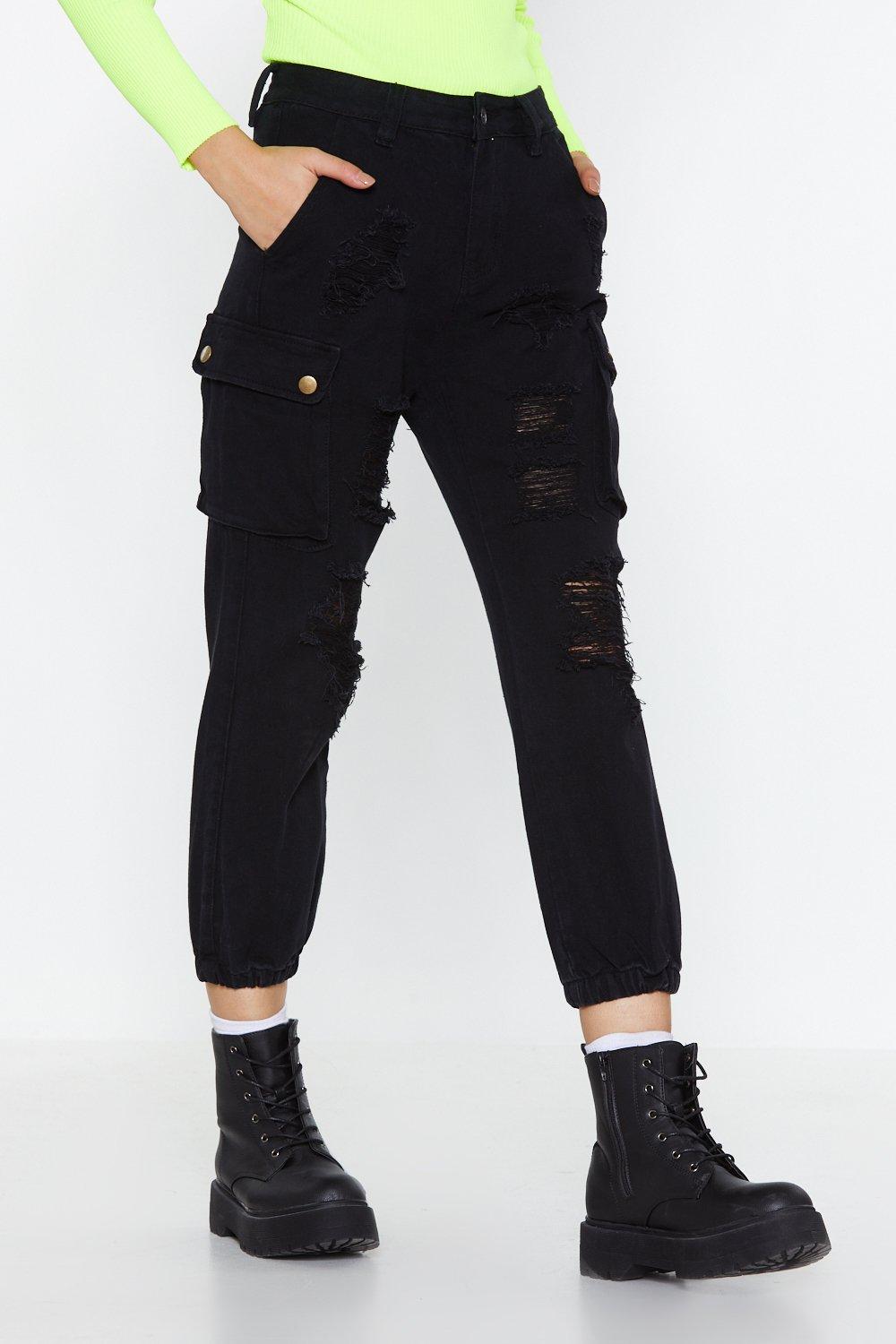 womens distressed cargo pants