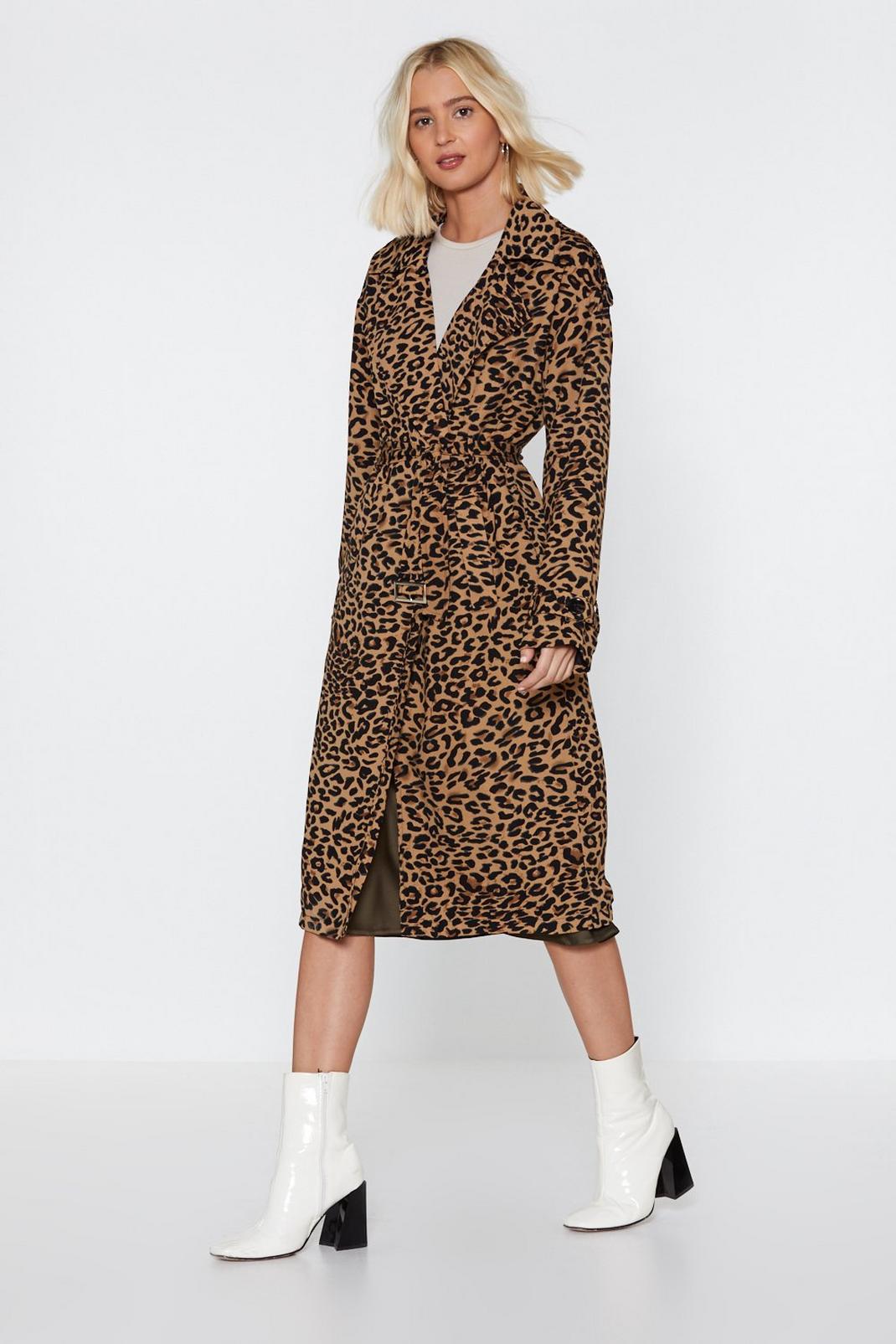 166 Long Time Leopard Trench Coat image number 1