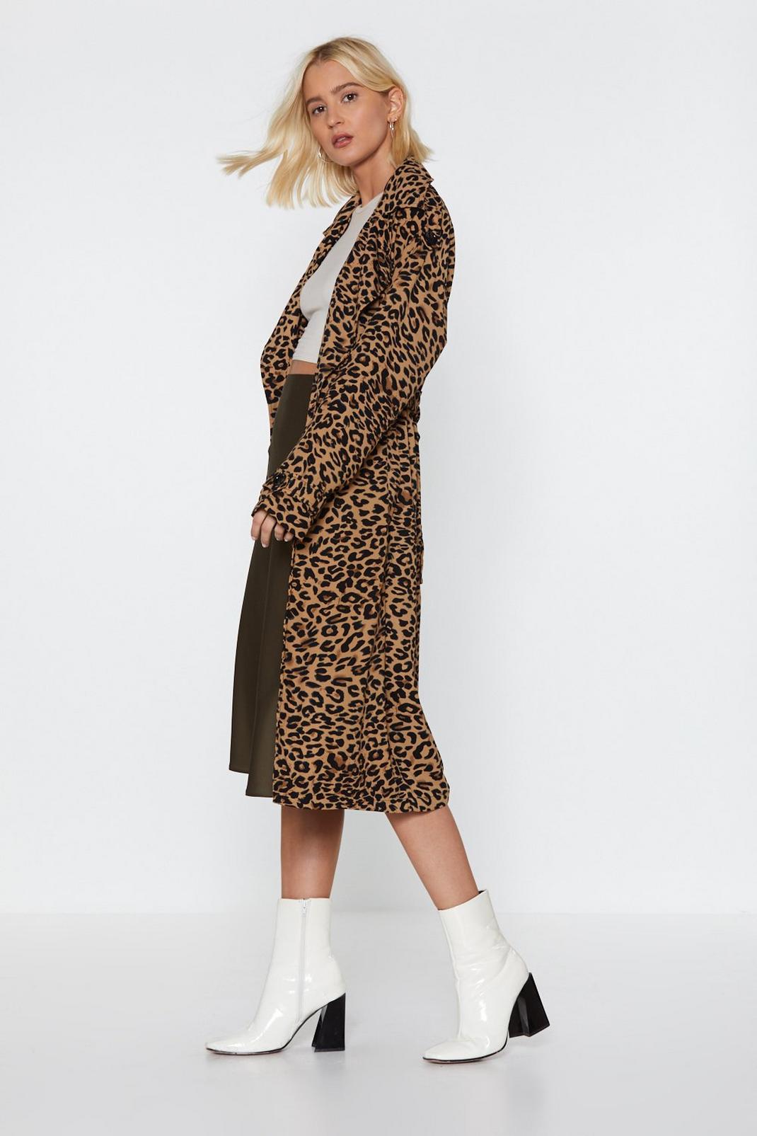 166 Long Time Leopard Trench Coat image number 2
