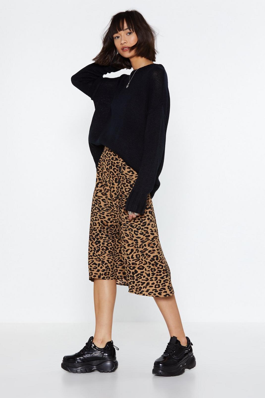 Leopard At It Midi Skirt image number 1