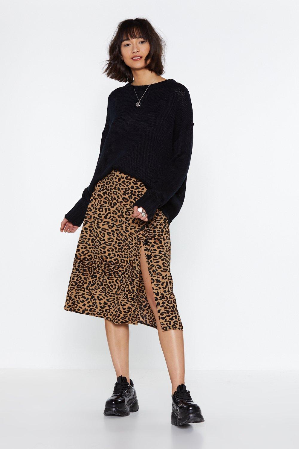 Nasty gal 2024 leopard midi skirt