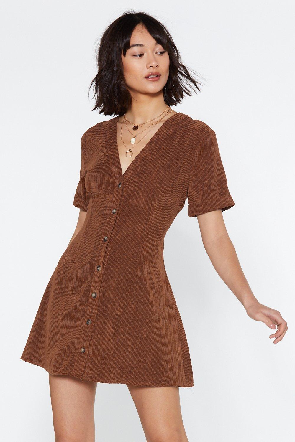 corduroy button up dress