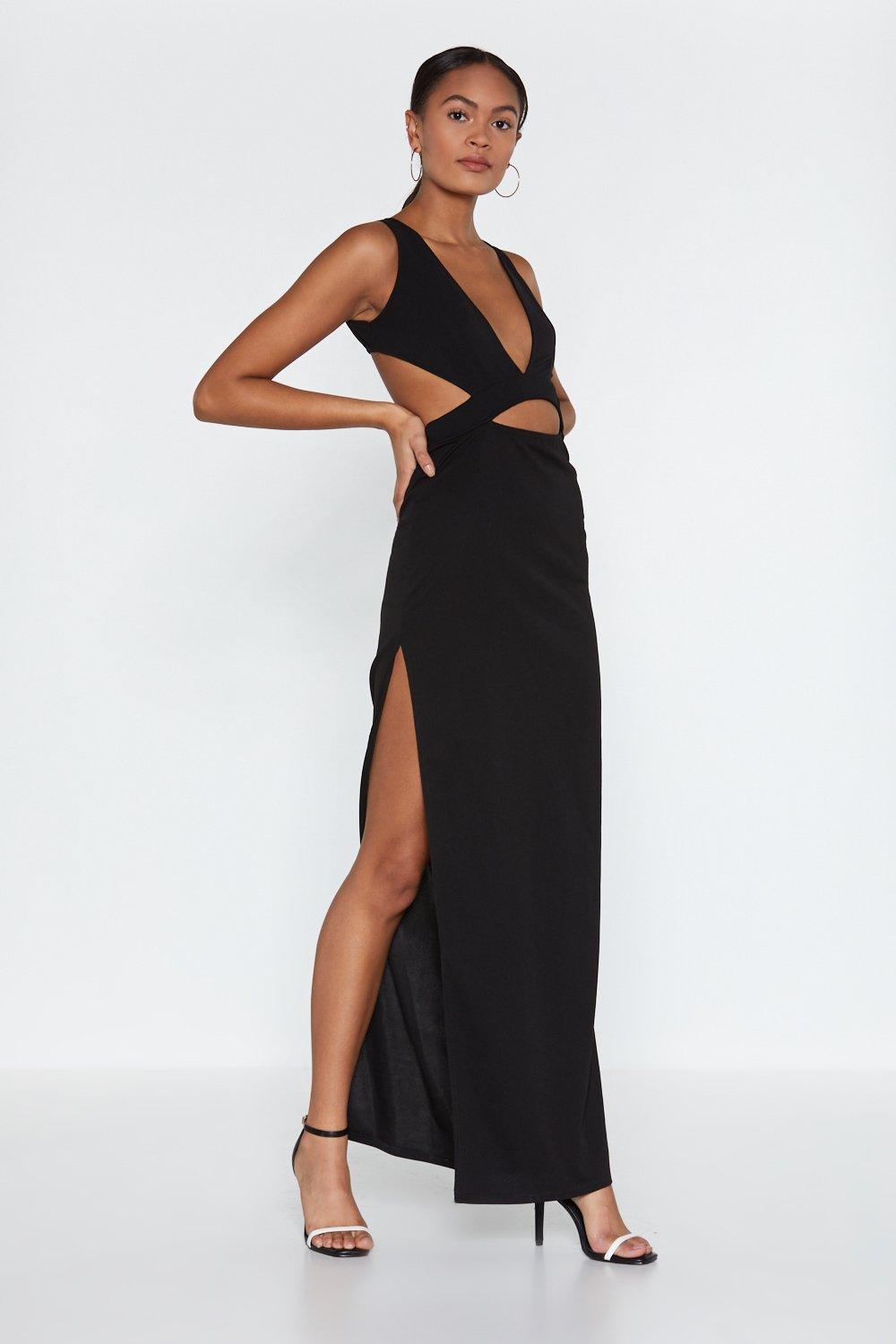 black maxi cut out dress