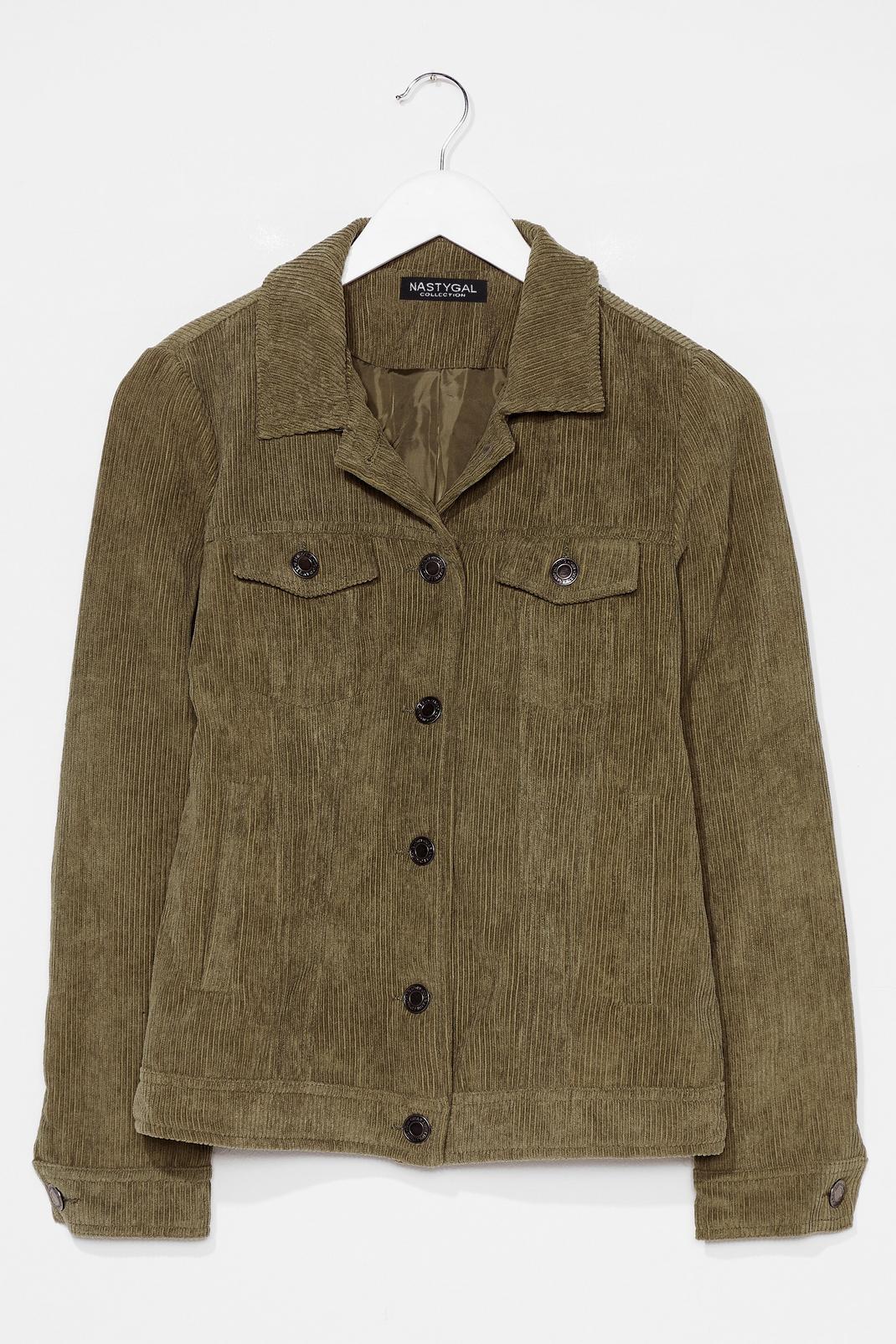 Khaki Just For the Record-uroy Buttoned Jacket image number 1
