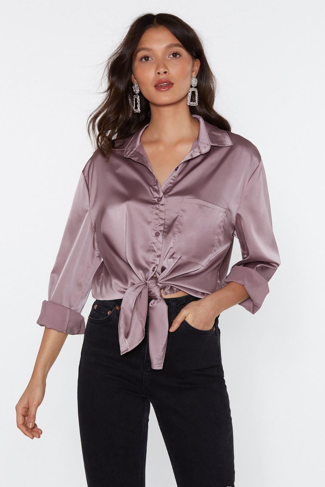 Silky Button Down Satin Shirt image number 1