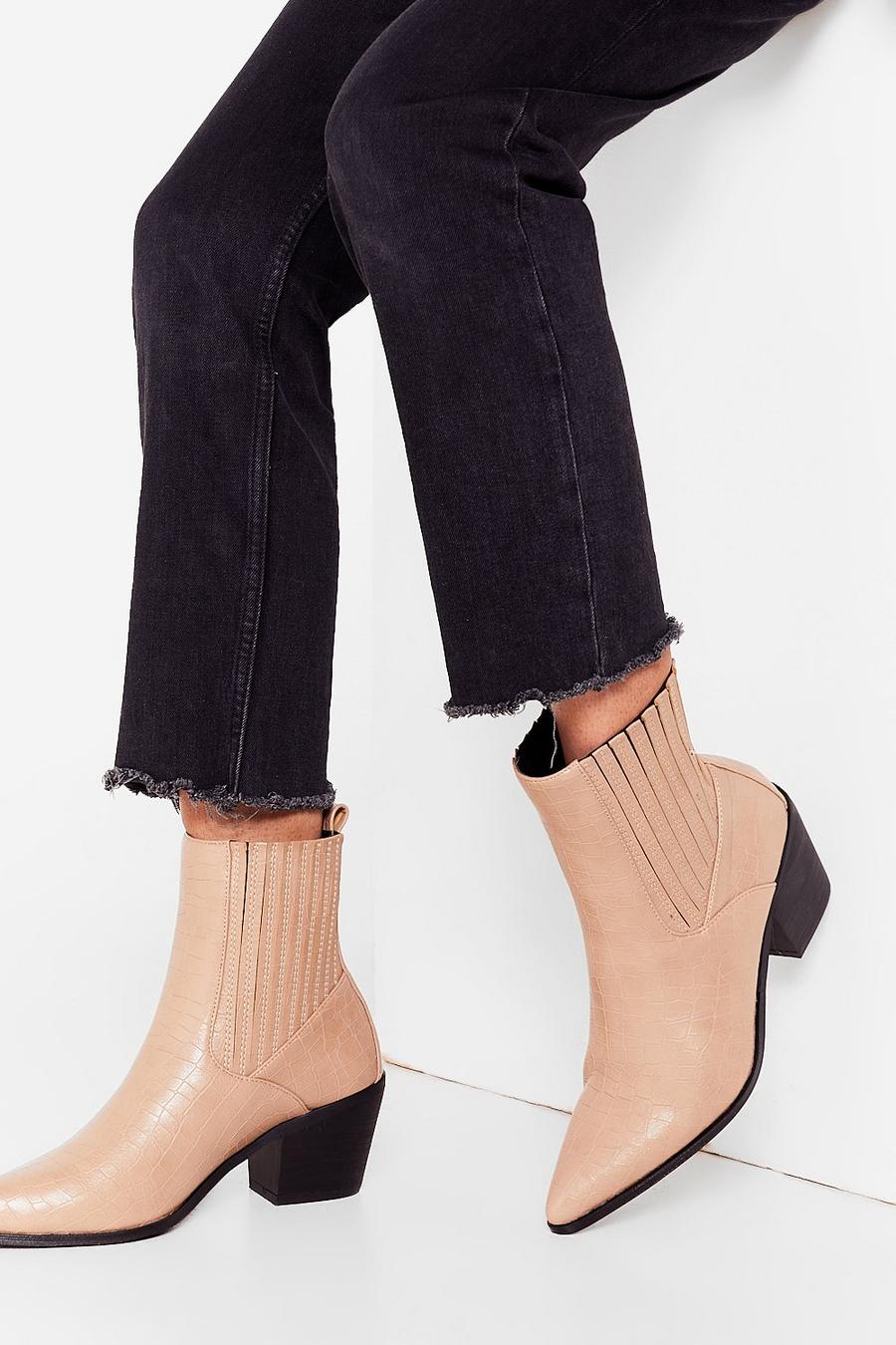 Schoenen damesschoenen Klompen & Muilen Blue Leather and Suede Western Style Clog Heeled Cowboy Boots Shoes Size 8 