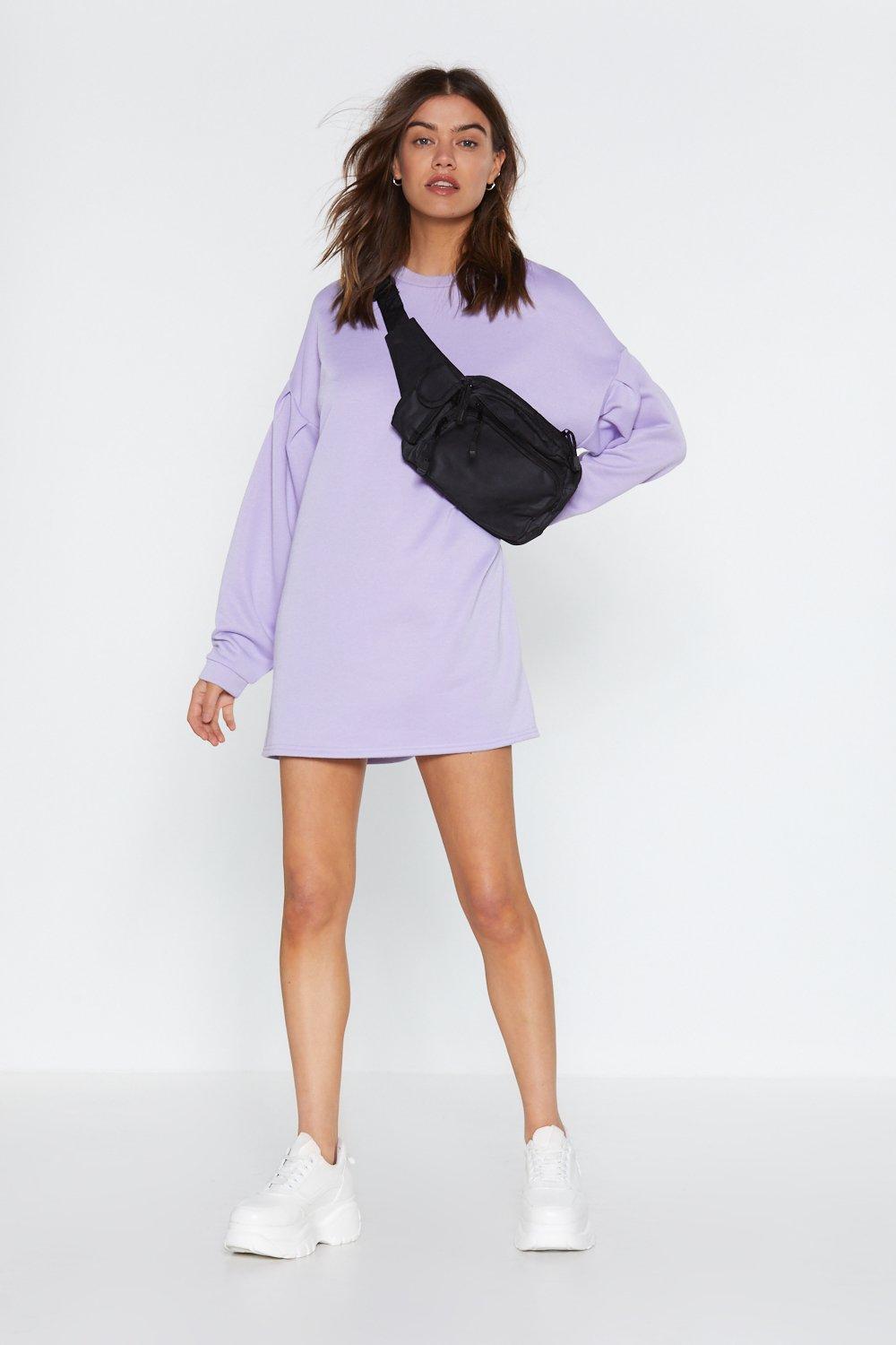 purple sweatshirt dress