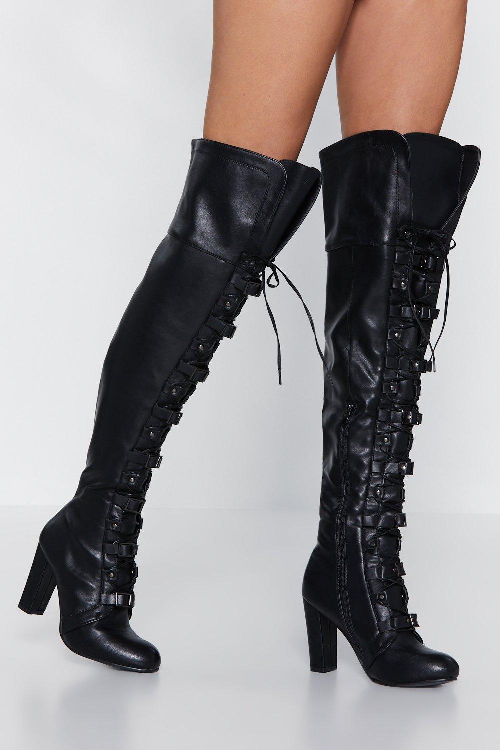 over the knee buckle boots