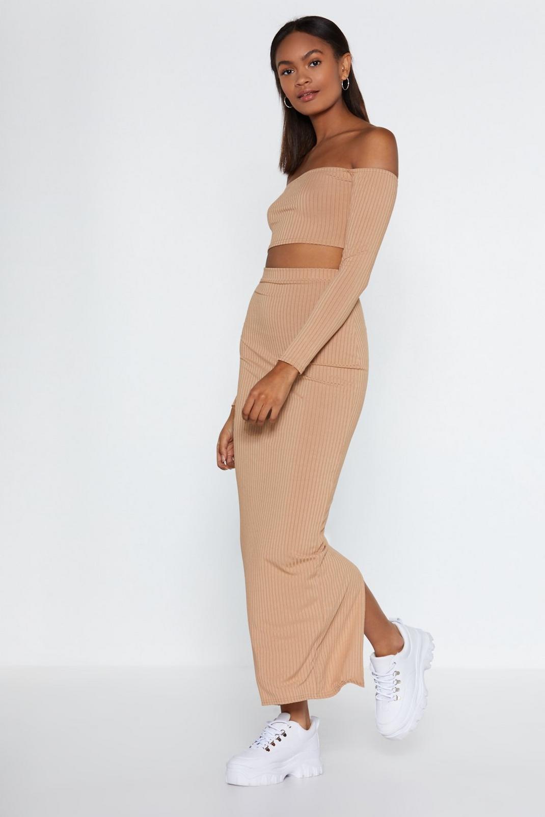 Our Best Off-the-Shoulder Top and Midi Skirt Set image number 1