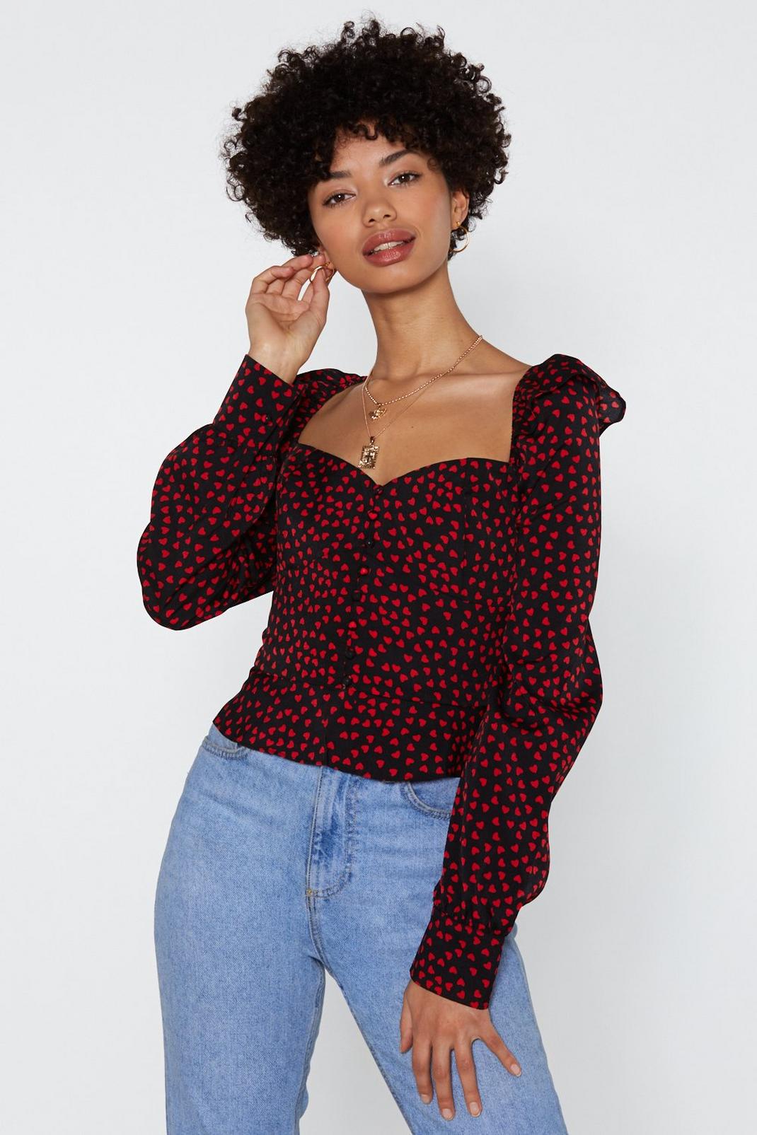 Your Heart's Desire Heart Button-Down Blouse image number 1