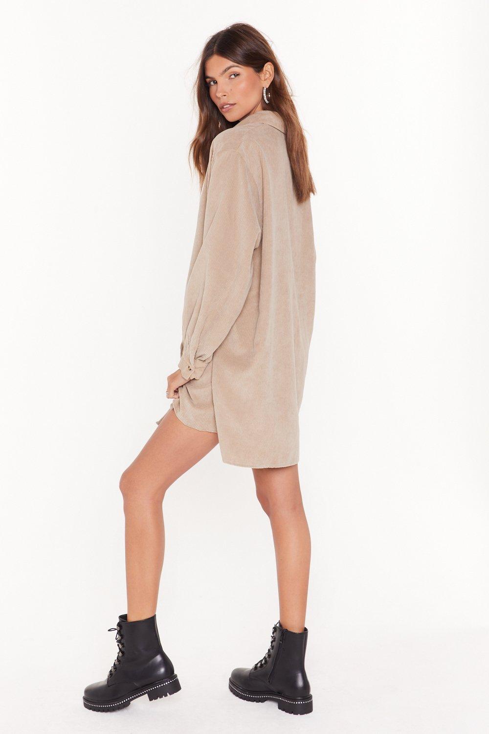 Oversized cord hot sale shirt dress