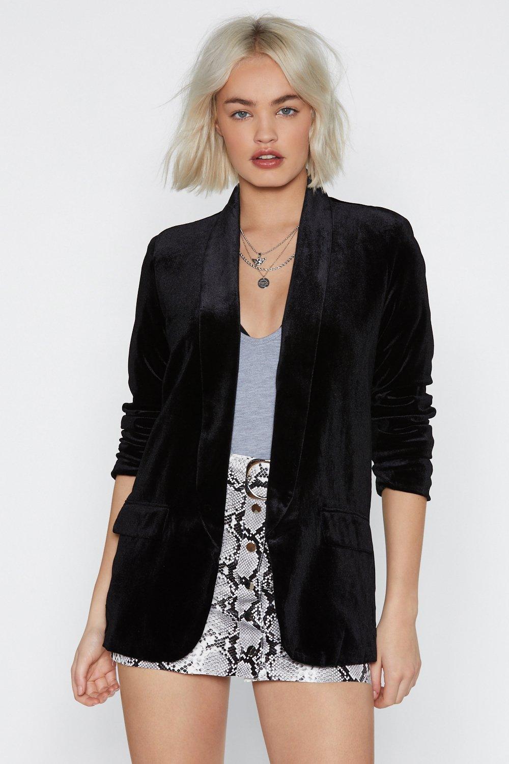 black velour blazer womens