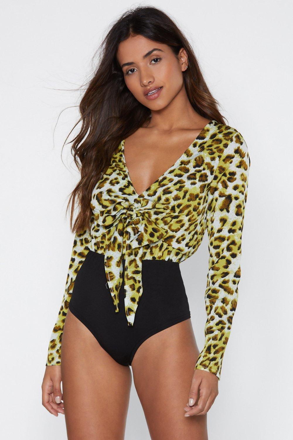 Shape Up and Tie Right Leopard Bodysuit