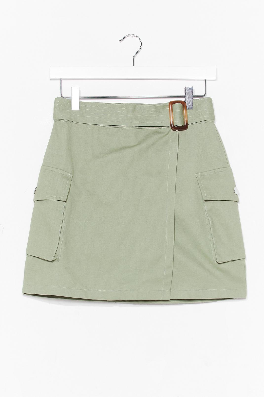 Sage Cargo Belted Wrap Mini Skirt image number 1