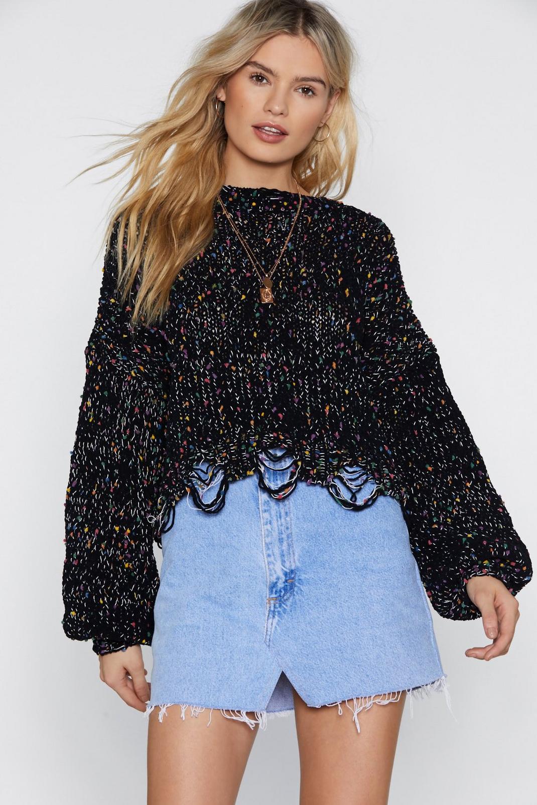 Chenille Out Babe Distressed Sweater image number 1