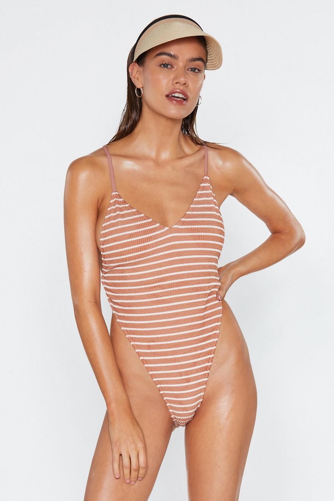 The Great Escape Striped Crinkle Swimsuit image number 1
