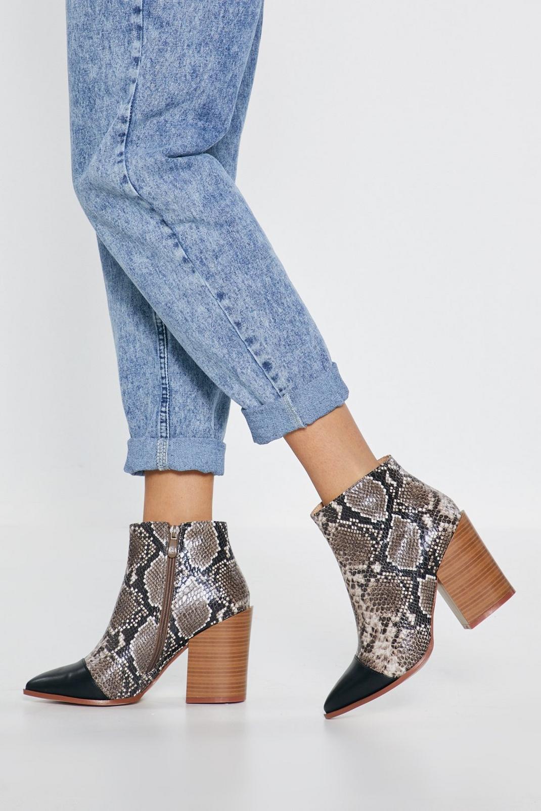 It's Toe Use Faux Leather Snake Boots image number 1