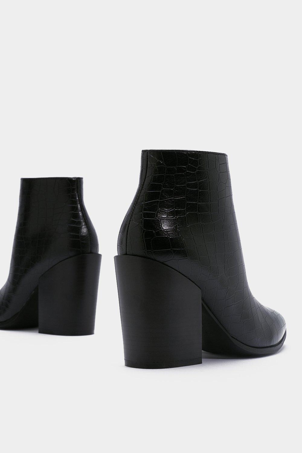 Croc and Roll Faux Leather Boots Nasty Gal