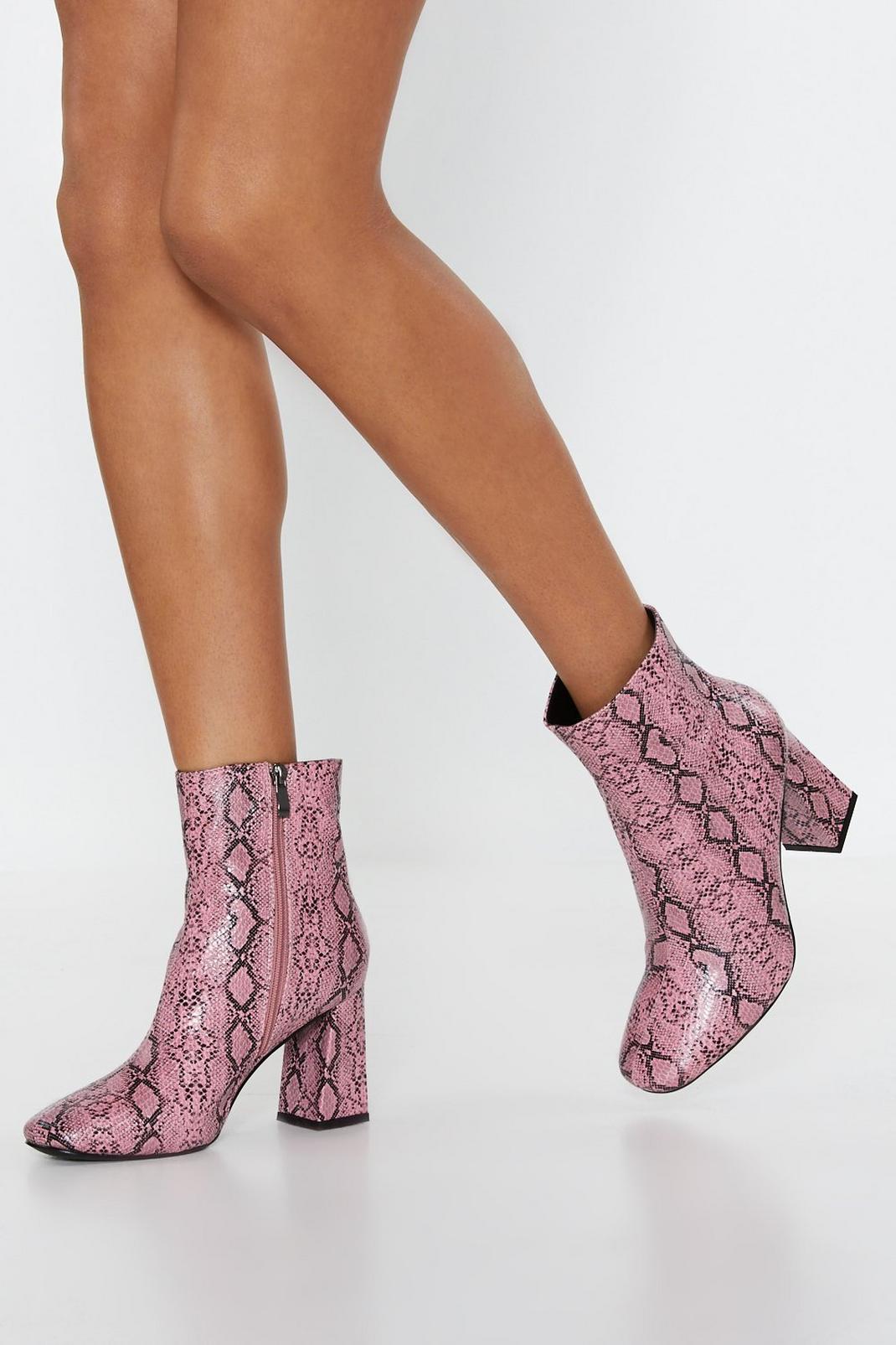 Snake Your Way Faux Leather Ankle Boots image number 1