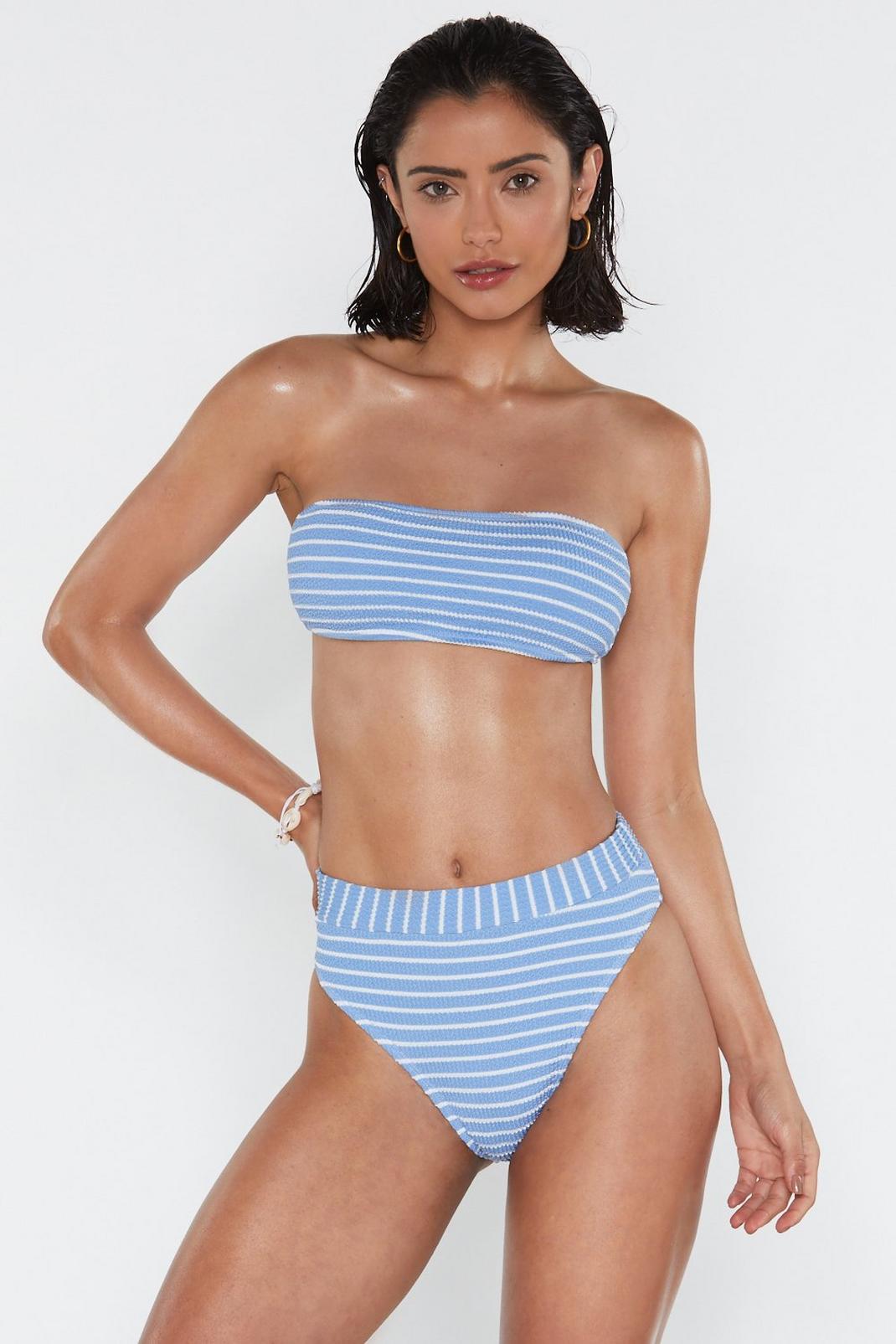 Crinkle Stripe High Leg Bikini Brief image number 1