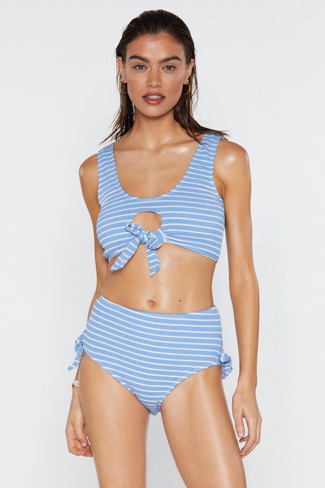 Line is of the Essence Striped Crinkle Bikini Bottoms image number 1