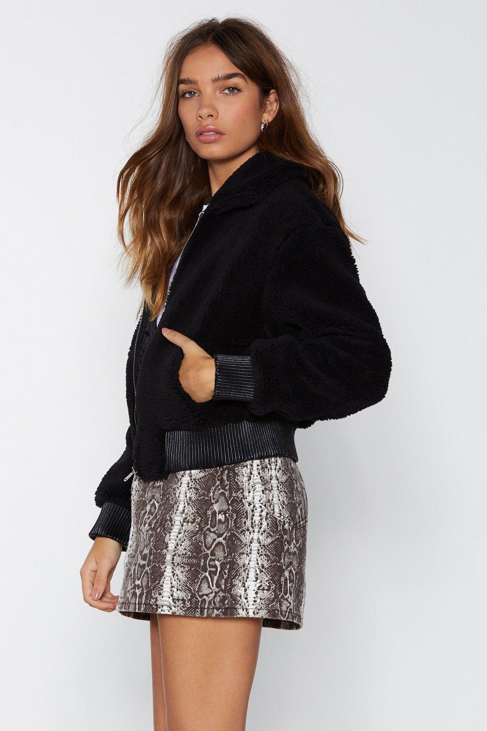 Teddy Borg Cropped Jacket Nasty Gal