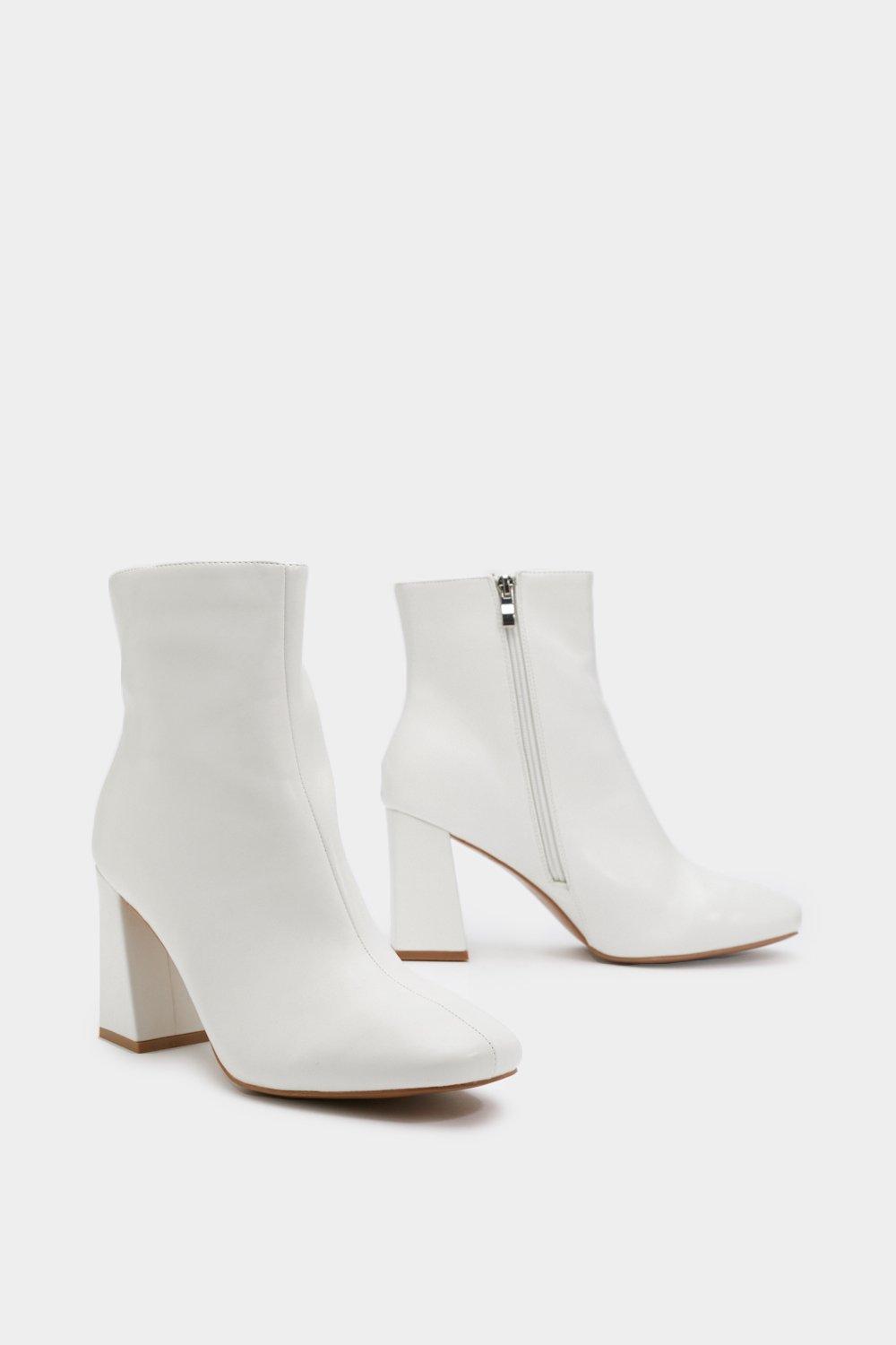 white high ankle boots