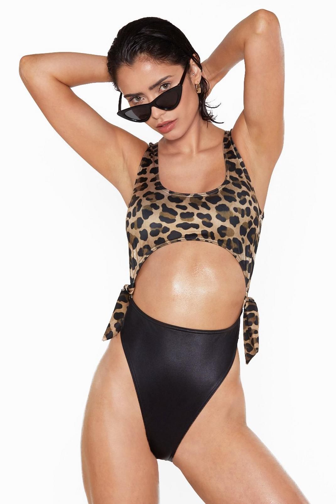 Cut-Out the Stress Leopard High-Leg Swimsuit image number 1
